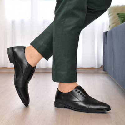 KATENIA Black Office Wear & Party Wear Semi Formal shoes Lace Up For Men(Black , 7)