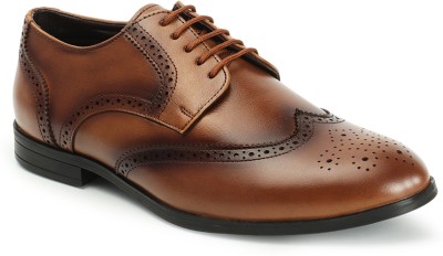 CARLTON LONDON Tan Lace-Ups Laser Cut Men's Brogues Shoes Brogues For Men(Tan)