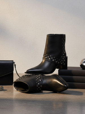 Ezok 1038 Lightweight Comfort Genuine Leather Soft Summer Trendy Premium Stylish Boots For Women(Black , 8)