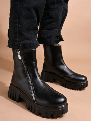 SHOETOPIA Smart Casual Side Chain Detailed Boots For Women & Girls Boots For Women(Black , 7)