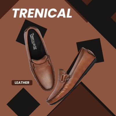 TRENICAL Men's Highly Comfortable Leather Shoe Stylish Classy Office Wear| Loafers Shoes Loafers For Men(Tan , 9)