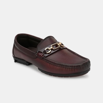 LA FATTIO Loafers For Men(Maroon , 9)