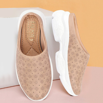 FAUSTO Back Open Classic Design Slip On Mules Shoes Loafers For Women(Brown , 3)