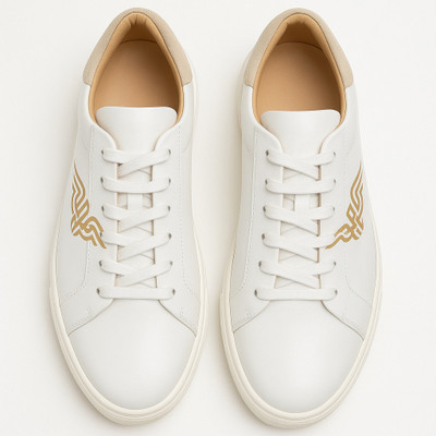 ROYAL RANCH Slip On Sneakers For Men(White, Gold , 10)