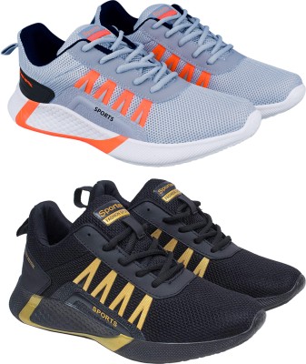 BIRDE Combo Pack of 2 Casual Shoes Sneakers For Men(Grey, Orange, Black)