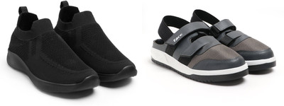 Face Stylish Sports Shoes for Men – Ideal for Running, Gym & Training Sneakers For Men(Grey, Black , 10)