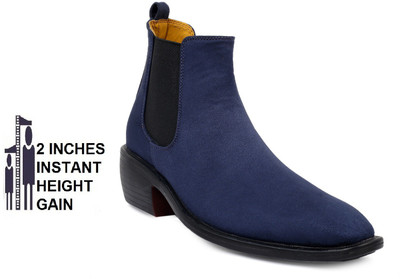 YUVRATO BAXI Men's Blue Height increasing ( ELEVATOR SHOE ) Chelsea Party wear Boots Boots For Men(Blue , 5)