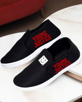 Kenamin Stylish Casual Shoes for Men and kids Casuals For Men(Black, Red , 8)