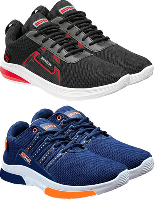 BRUTON Combo Pack Of 2 Trendy & Stylish Casual Shoes Sneakers For Men(Black, Blue , 10)