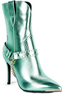 London Rag Mint High Heeled Cult Ankle Boot Boots For Women(Green , 6)