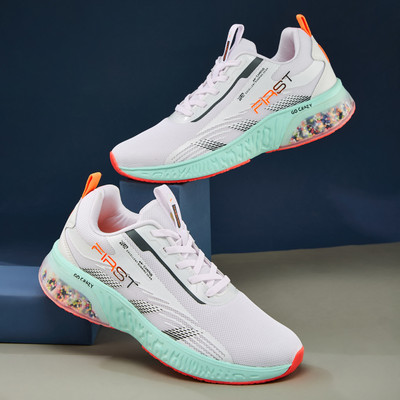 CAMPUS FIRST Men's Sports Shoes | PU Foam Comfort & Ball-Tech Support | Lace-Up Running Shoes For Men(White , 6)