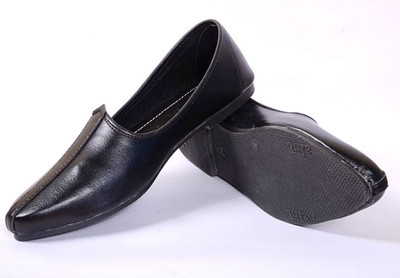 JAIPUR DIVINECRAFT Men's Jalsa Jutti,Jutis For Men,BLACK Mojaris For Men(Black , 10)