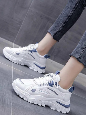 Shozie Stylish Sneakers Shoes for Women And Girls Sneakers For Women(White, Blue , 8)