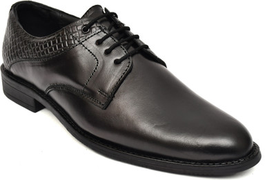 Tlizrok Men's Black Leather Lace-Up Shoes Stylish Formal Shoes Derby For Men(Black , 10)