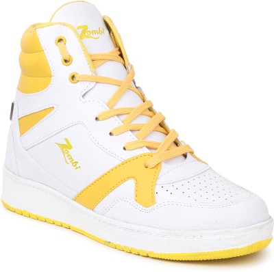 Zixer High Ankle casual Sneakers || Men's Pro Style High Top Platform Fashion Sneakers High Tops For Men(Yellow, White)