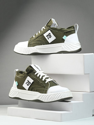 HERE&NOW Sneakers For Men(Olive , 7)