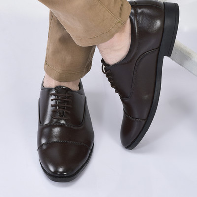 FAUSTO Formal Office Work Lace-Up Shoes Derby For Men(Brown , 8)