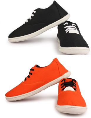 KANEGGYE Sneakers For Men(Black, Orange , 8)