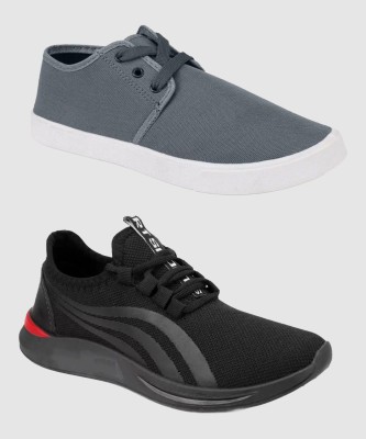 HOTSTYLE Sneakers For Men(Black, Grey , 9)