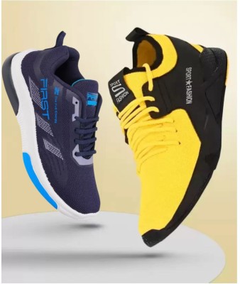 HOTSTYLE Combo Pack Of 2 Sneakers For Men(Yellow, Blue , 10)