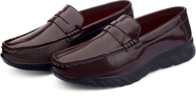 IKOTAL Men's New Design Brown Casual Slip-On Loafers Shoes With Synthetic Material. Loafers For Men(Brown)