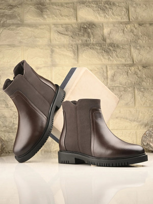 Roadster Stylish Textured Ankle Length Versatile Boots For Women(Brown , 6)