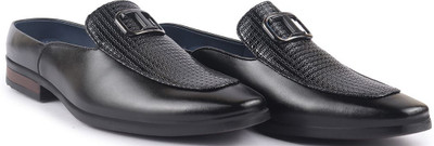 FAUSTO Classic Buckle Evening Party Back Open Formal Shoes|Cushioned Insole Tuxedo Mule Slip On For Men(Black , 7)