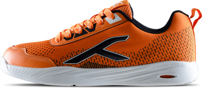 Hundred Court Flyer Non Marking Badminton Shoes For Men(Orange, Black, White , 10)