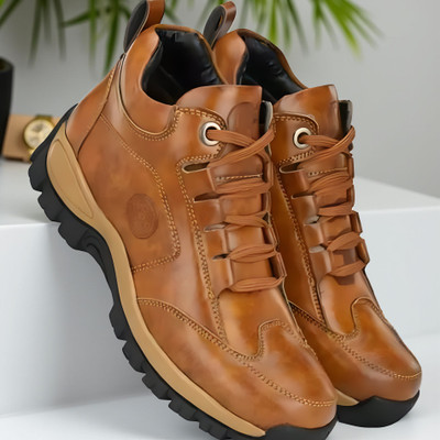 LAHO LaHo TrekPro Men’s Brown Leather Outdoor Shoes | Durable, Stylish & Comfortable Outdoors For Men(Tan , 9)