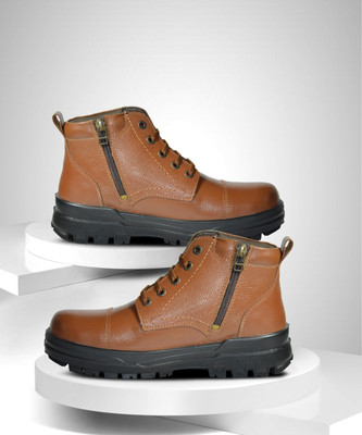 TSF Leather Police Zip Boot for Men (TSF Original) Boots For Men(Tan , 7)