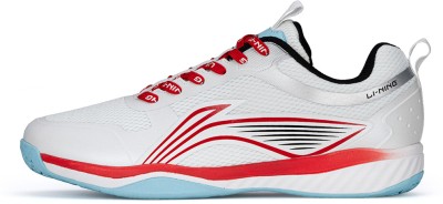 LI-NING Ultra Fly III Non-Marking Badminton Shoes For Men(White, Red, Blue)