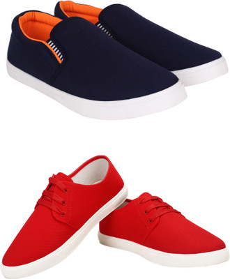 Free Kicks Combo Of 2 Shoes FK-Fitman & FK-201 Sneakers For Men(Red, Blue , 6)