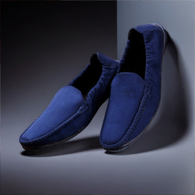 Kraasa Slip-On Elastic Collered Loafers For Men(Blue , 7)
