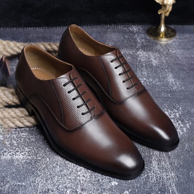 LOUIS STITCH Italian Genuine Leather Brown Formal Lace Up Derby Shoes for Men (EUPLDY) UK 11 Derby For Men(Brown , 11)