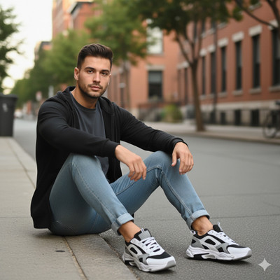 WAAN shoes sneakers for men Sneakers For Men(Black, White, Grey , 6)