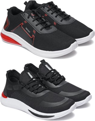 Free Kicks Combo Of 2 Shoes FK-482 & FK-432 Sneakers For Men(Black , 8)