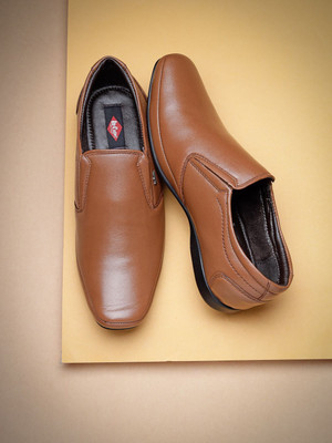 LEE COOPER Leather Outdoor Slip-On Shoes Lightweight Stylish & Comfortable Slip On For Men(Tan , 6)