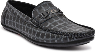 Dakarr Casual Slip on checks Loafers for Men's Loafers For Men(Black , 6)