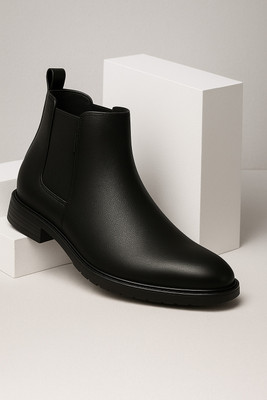 Roxanne Men's Chelsea Black High Ankle Boots Boots For Men(Black , 7)