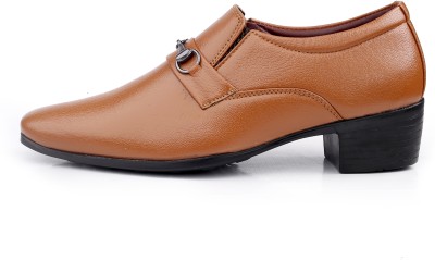 Baxxico Men's Height Increasing Formal Slip-on Office Wear Buckle Shoes Mocassin For Men(Tan , 6)