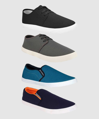 BRUTON Combo Pack Of 4 Casual Slip On Sneakers With Canvas Shoes For Men(Multicolor , 8)