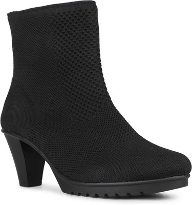 Inc.5 Party Wear Solid Round Toe Block Heel Ankle Boots Boots For Women(Black , 3)