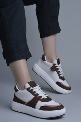 jm looks Chunky Sneakers Shoe Fashionable Running Walking Gym Shoes for Women's & Girl's Sneakers For Women(Brown , 8)