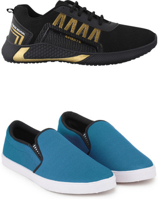 Free Kicks Combo Of 2 Shoes FK-393 & FK-Fitman Sneakers For Men(Blue , 9)