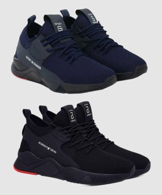 HOTSTYLE Combo Pack Of 2 Sneakers For Men(Black, Blue)