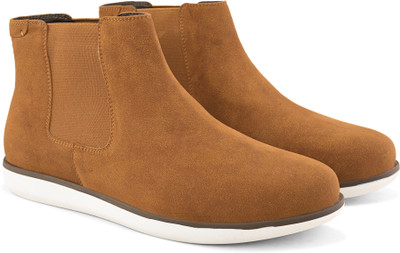 Roadster Comfortable Slip-On Suede Synthetic Leather Lightweight Chelsea Boots For Men Boots For Men(Tan , 8)