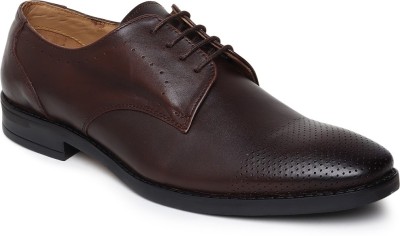 Teakwood Leathers Men Brown Textured Leather Formal Derby Shoes Derby For Men(Brown , 10)