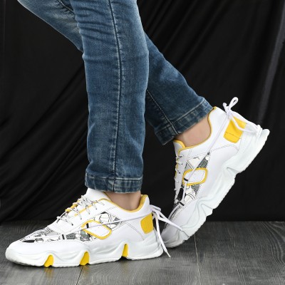 Lovely Men's Casual Yellow Shoe Running Shoes For Men(Yellow, White , 6)