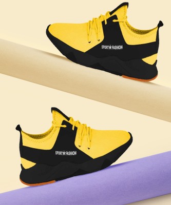 HOTSTYLE Sneakers For Men(Yellow, Black , 9)