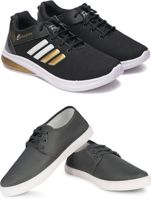 Free Kicks Combo Of 2 Shoes FK-572 & FK-201 Running Shoes For Men(Grey , 8)